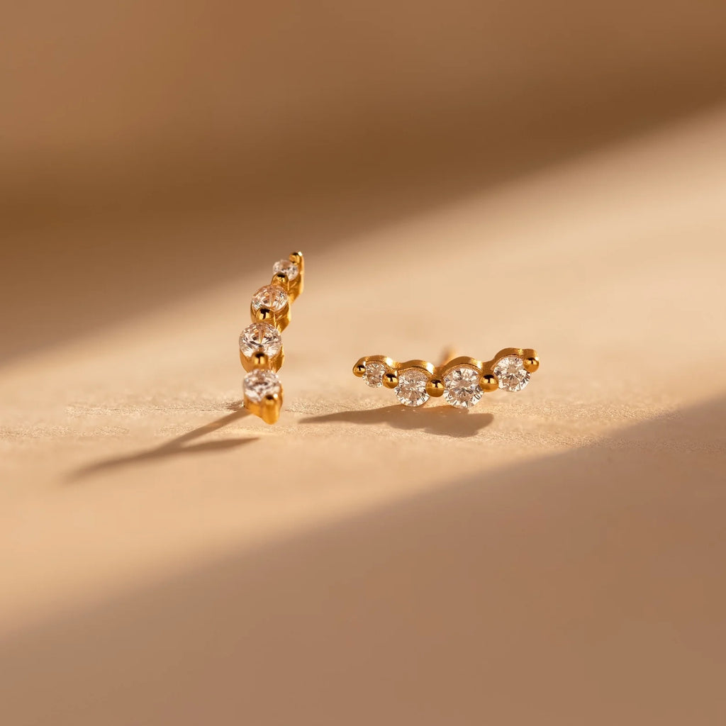 Tiny Diamond Climbers  Silver 18K Gold Plated