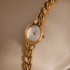 Chevron Diamond Link Timepiece Silver 18K Gold Plated