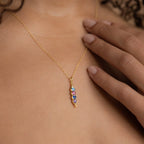 Vertical Pod Birthstone Necklace Silver 18K Gold Plated
