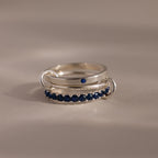 Eternity Band Triple Linked Sapphire Ring Set Silver 18K Gold Plated