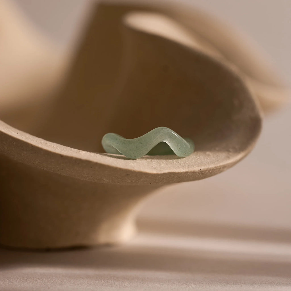 Jade Wave Ring Silver 18K Gold Plated