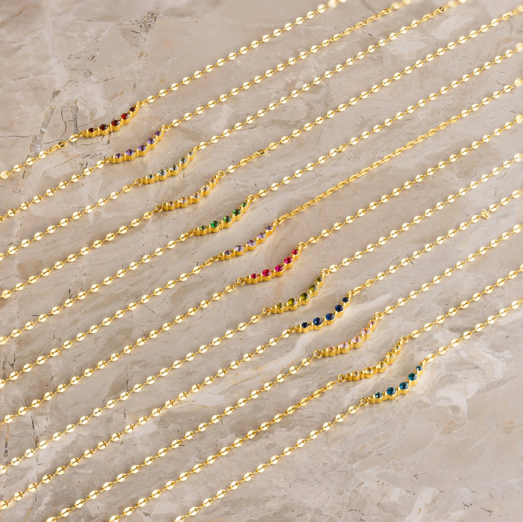 Lace Birthstone Necklace Silver 18K Gold Plated