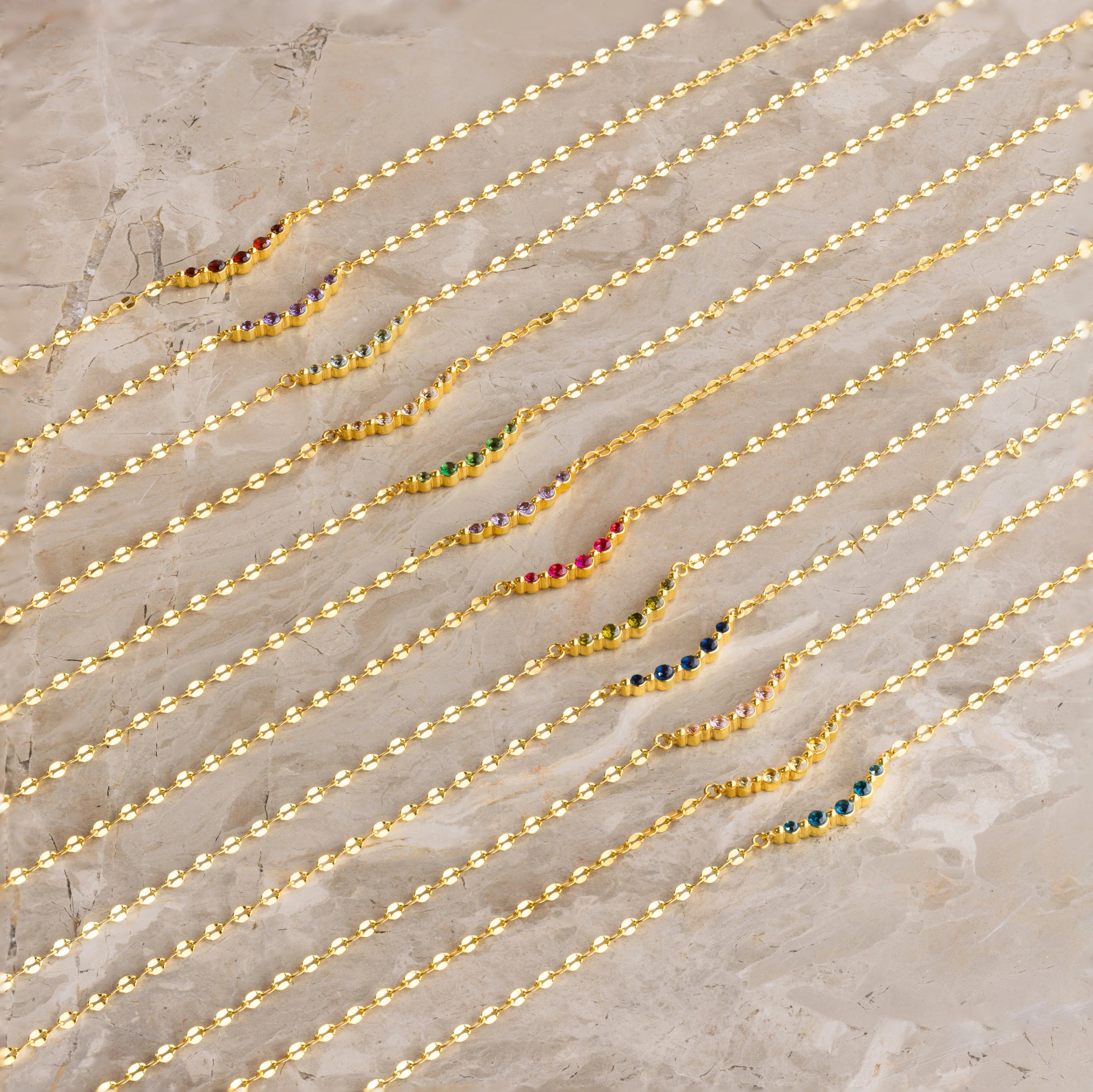 Lace Birthstone Necklace Silver 18K Gold Plated