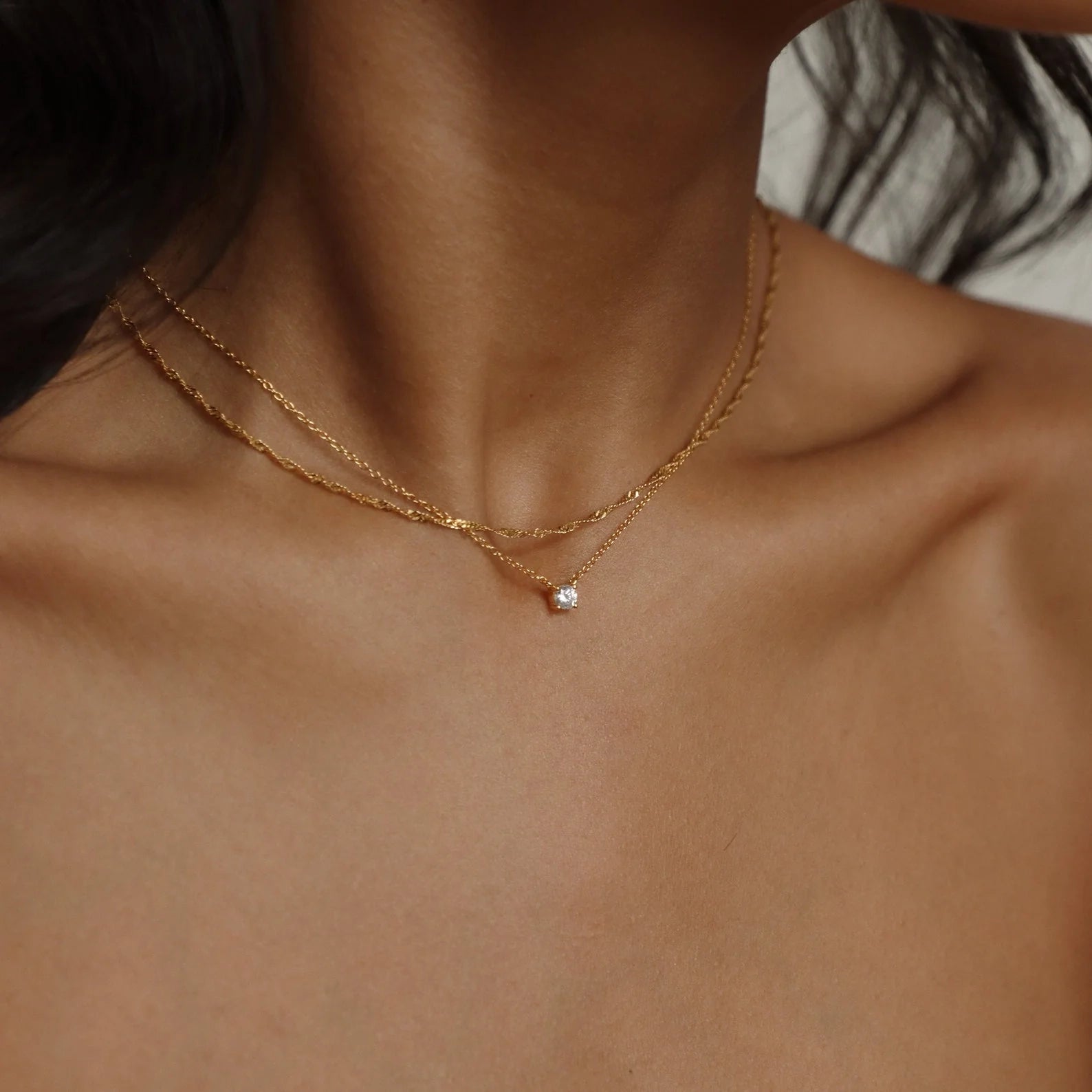 Singapore Twist Necklace Silver 18K Gold Plated