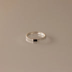 Onyx Ribbed Ring Silver 18K Gold Plated