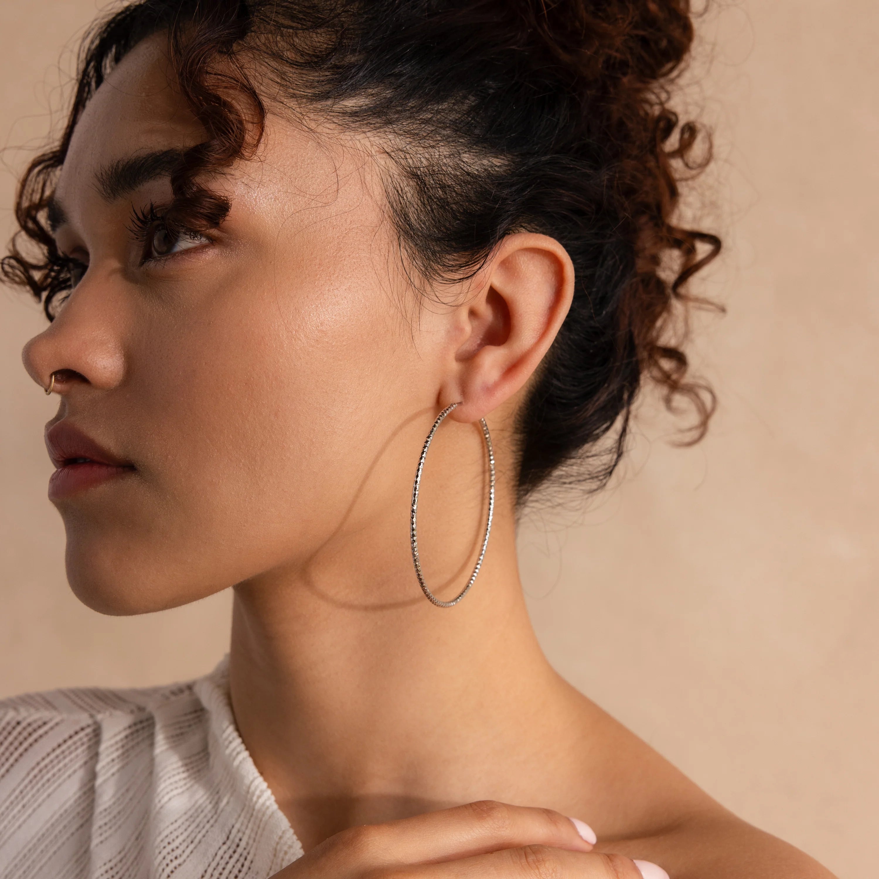 Large Sparkle Hoops Silver 18K Gold Plated