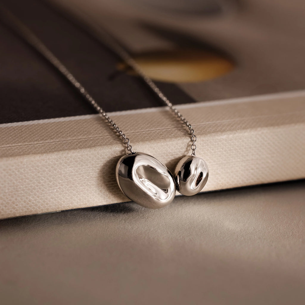 Duo Pebble Necklace Silver 18K Gold Plated