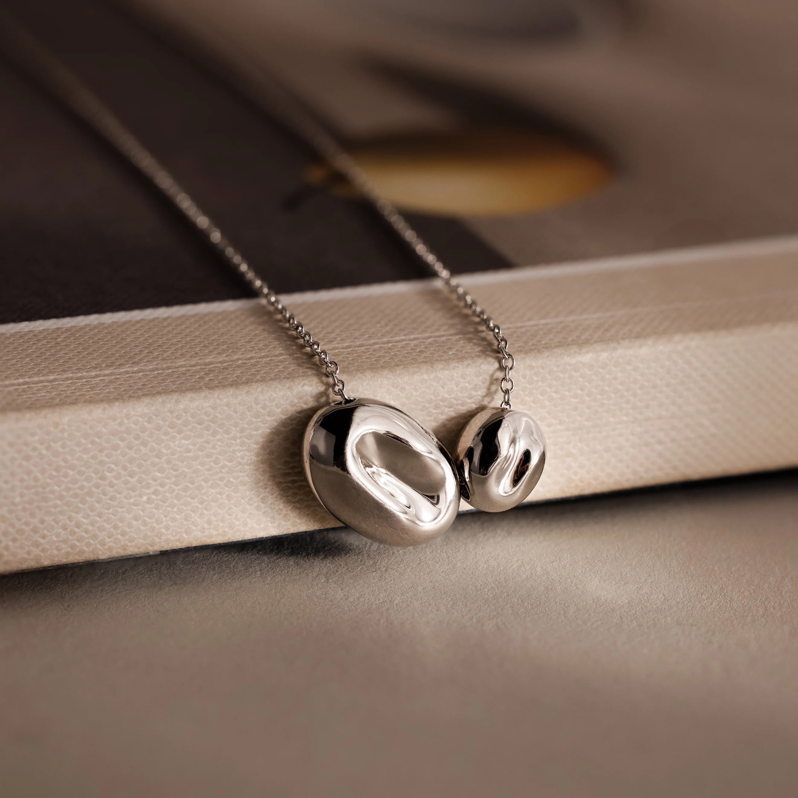Duo Pebble Necklace Silver 18K Gold Plated