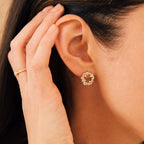 Diamond Reina Cluster Studs Silver 18K Gold Plated