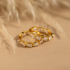 Inside Out Pear Diamond Hoops Silver 18K Gold Plated
