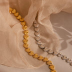 Ribbed Heart Link Bracelet Silver 18K Gold Plated