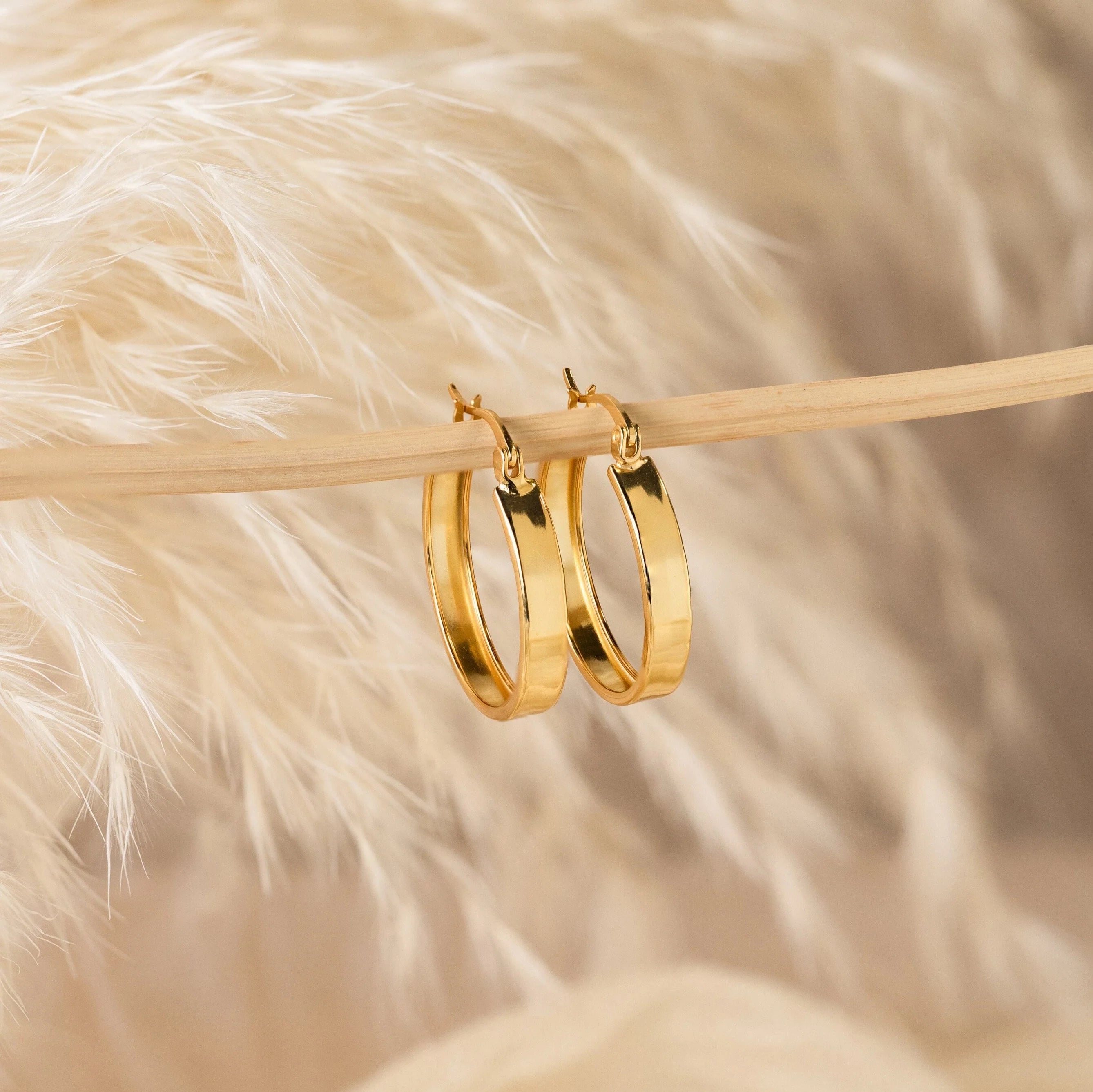 Thick Hoops Earrings Silver 18K Gold Plated