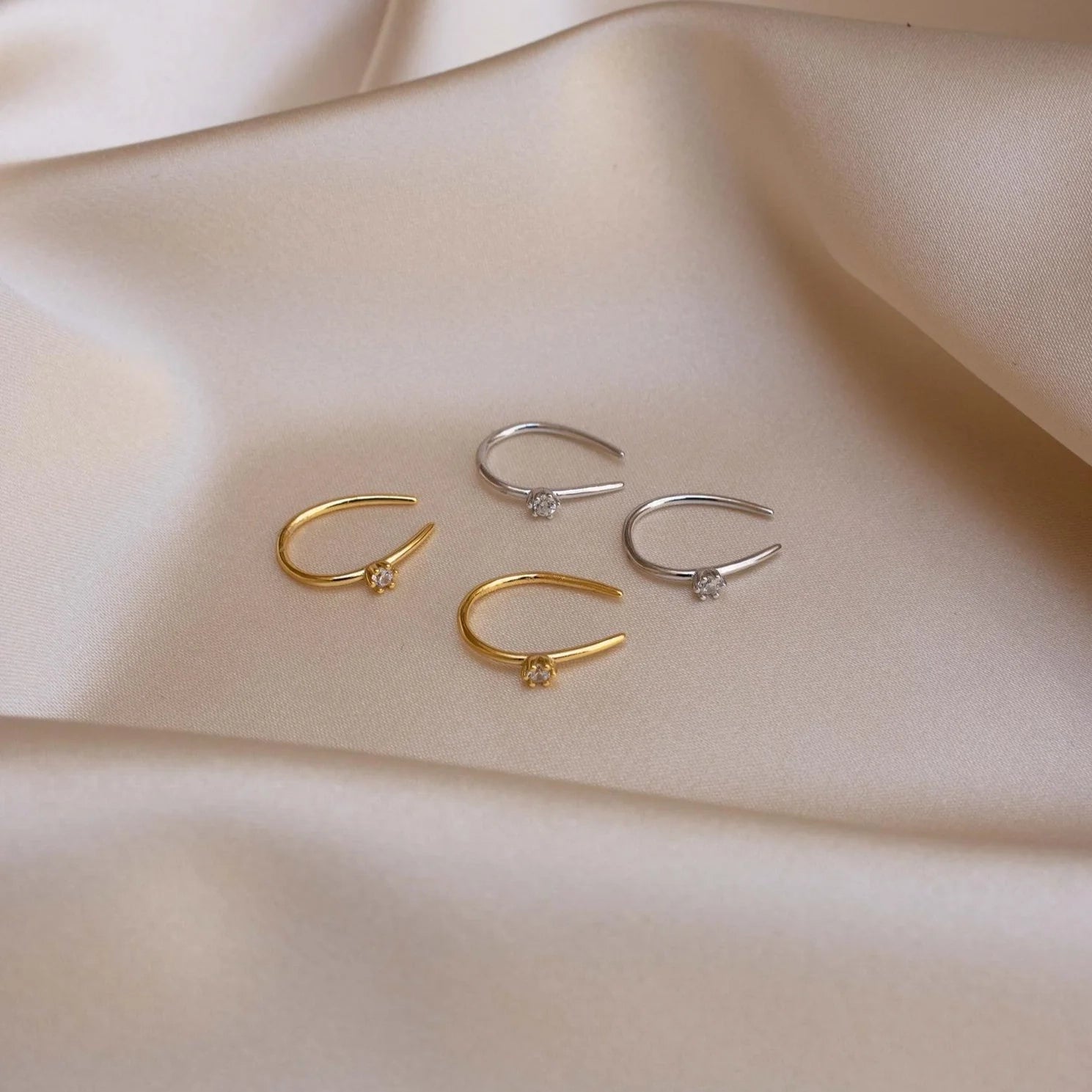 Rylee Diamond Wire Earrings Silver 18K Gold Plated