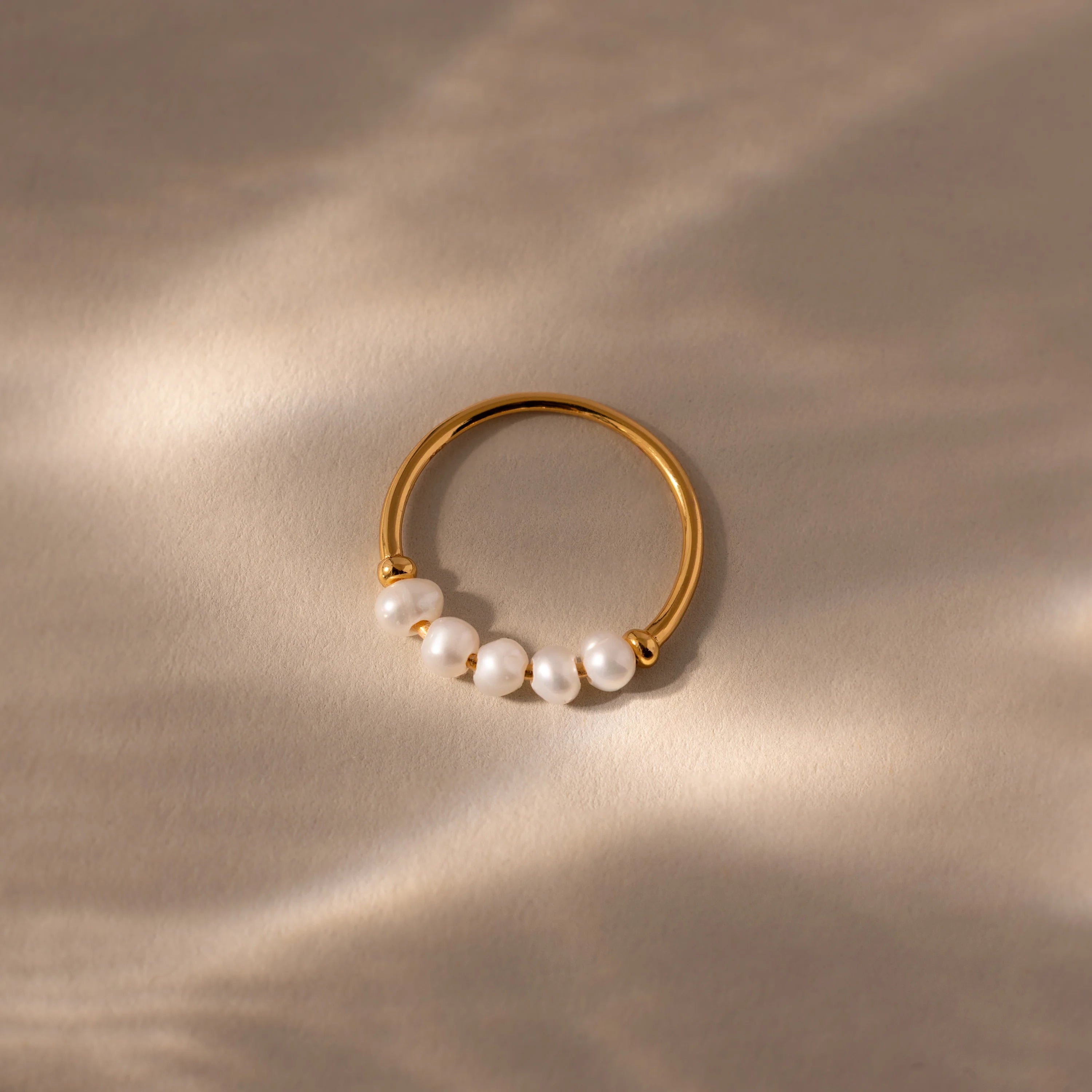 Beaded Pearl Ring Silver 18K Gold Plated