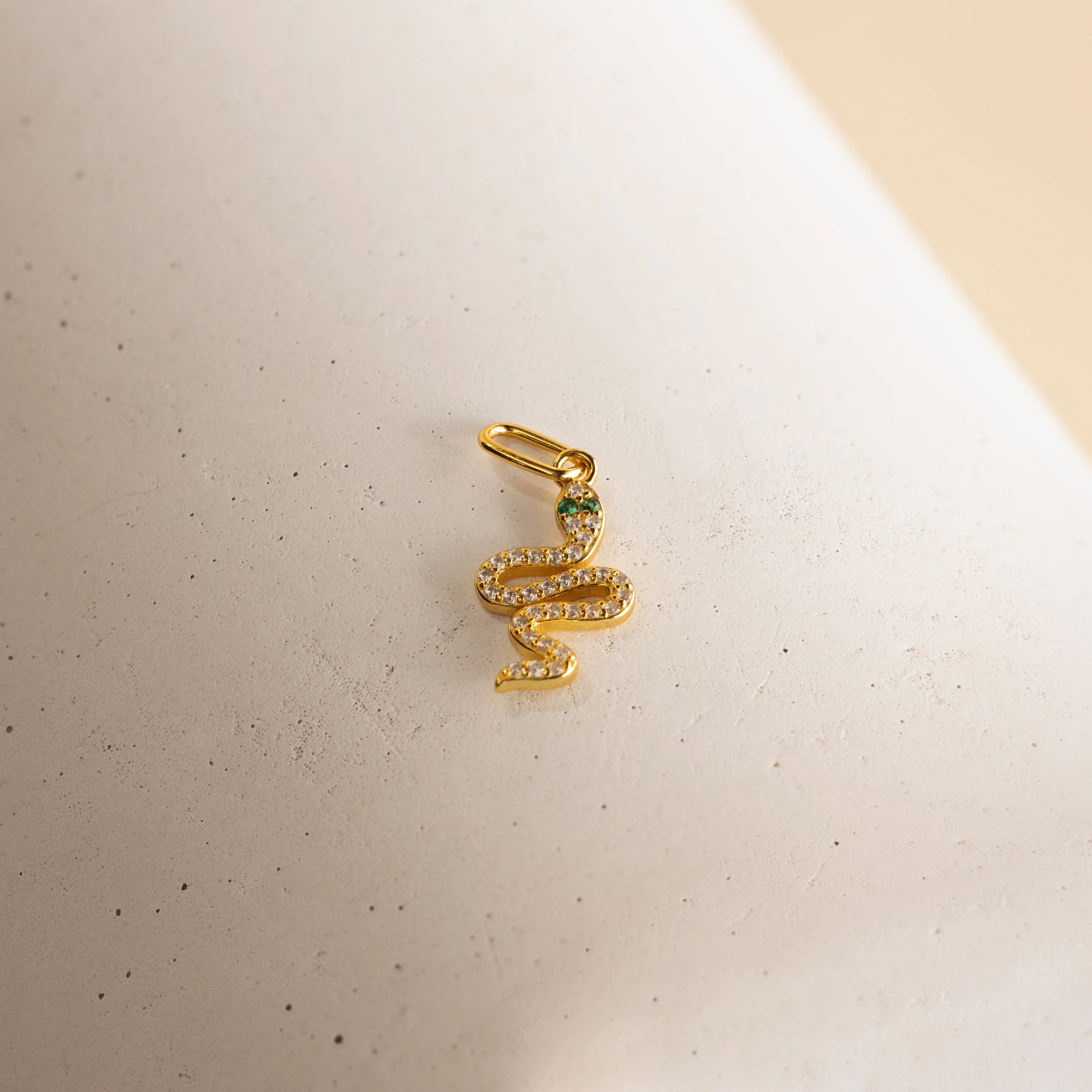 Diamond Snake Charm Silver 18K Gold Plated