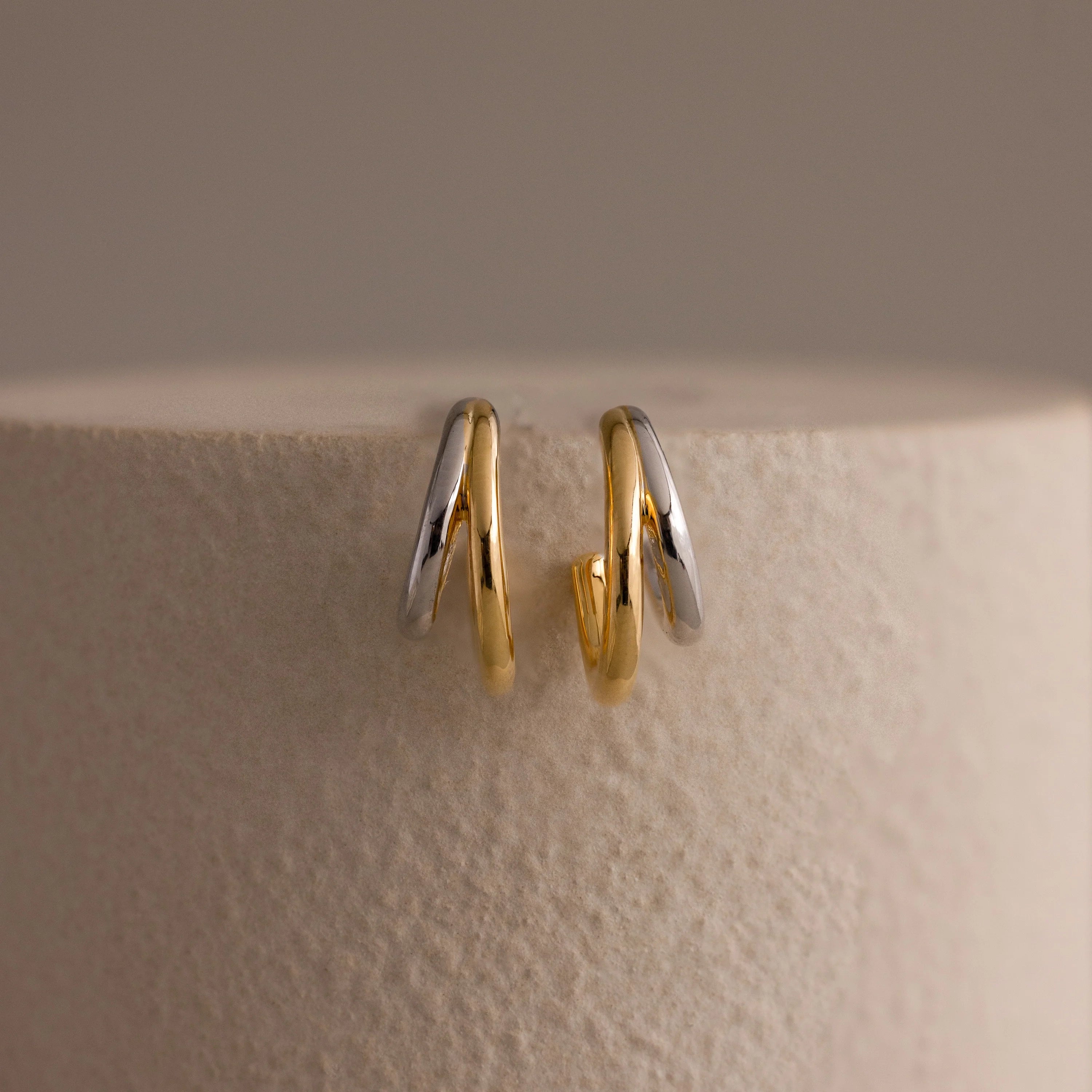 Mixed Metal Duo Hoops Silver 18K Gold Plated