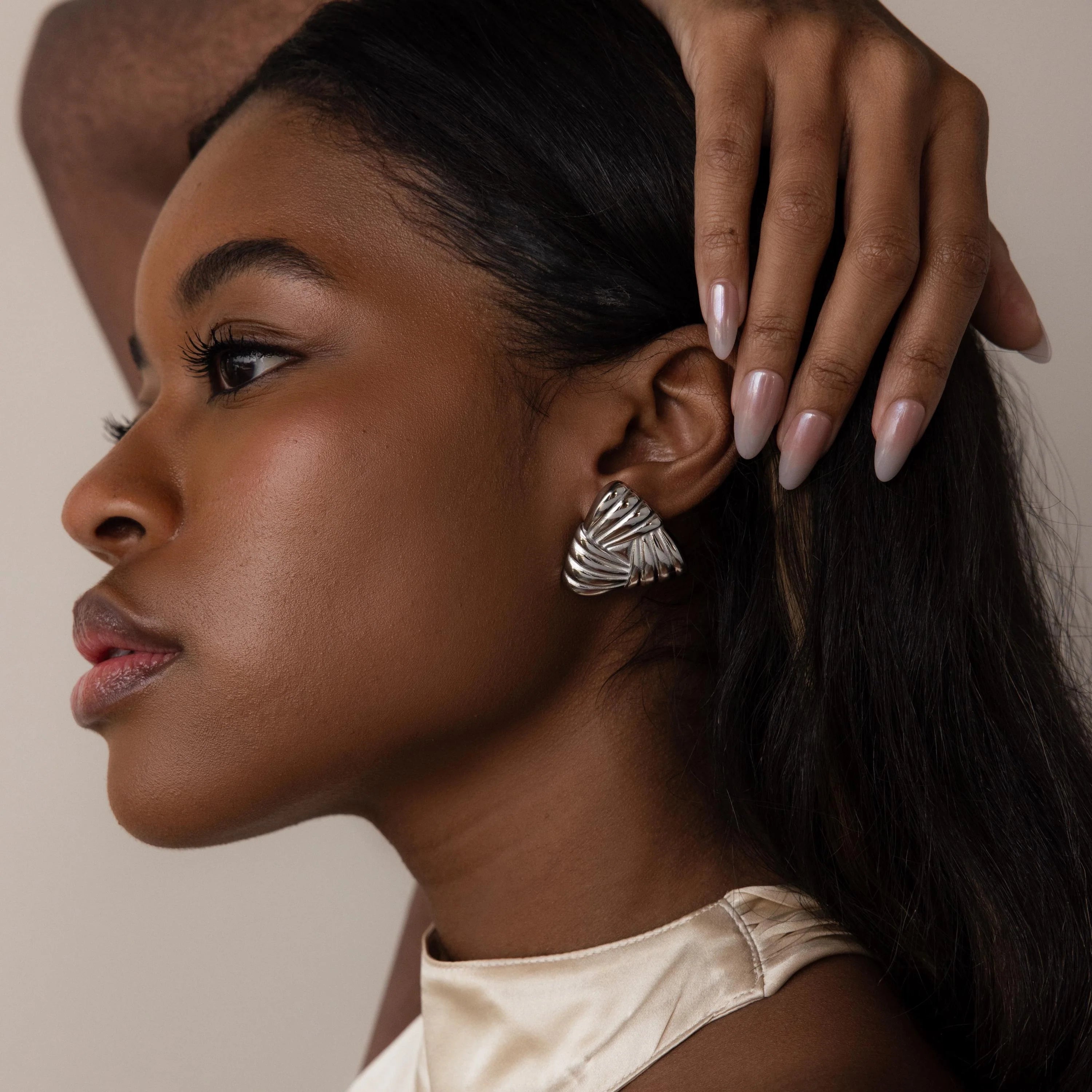 Chunky Triangle Knot Studs Silver 18K Gold Plated