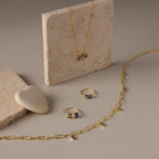 Mixed Birthstone Charm Necklace Silver 18K Gold Plated