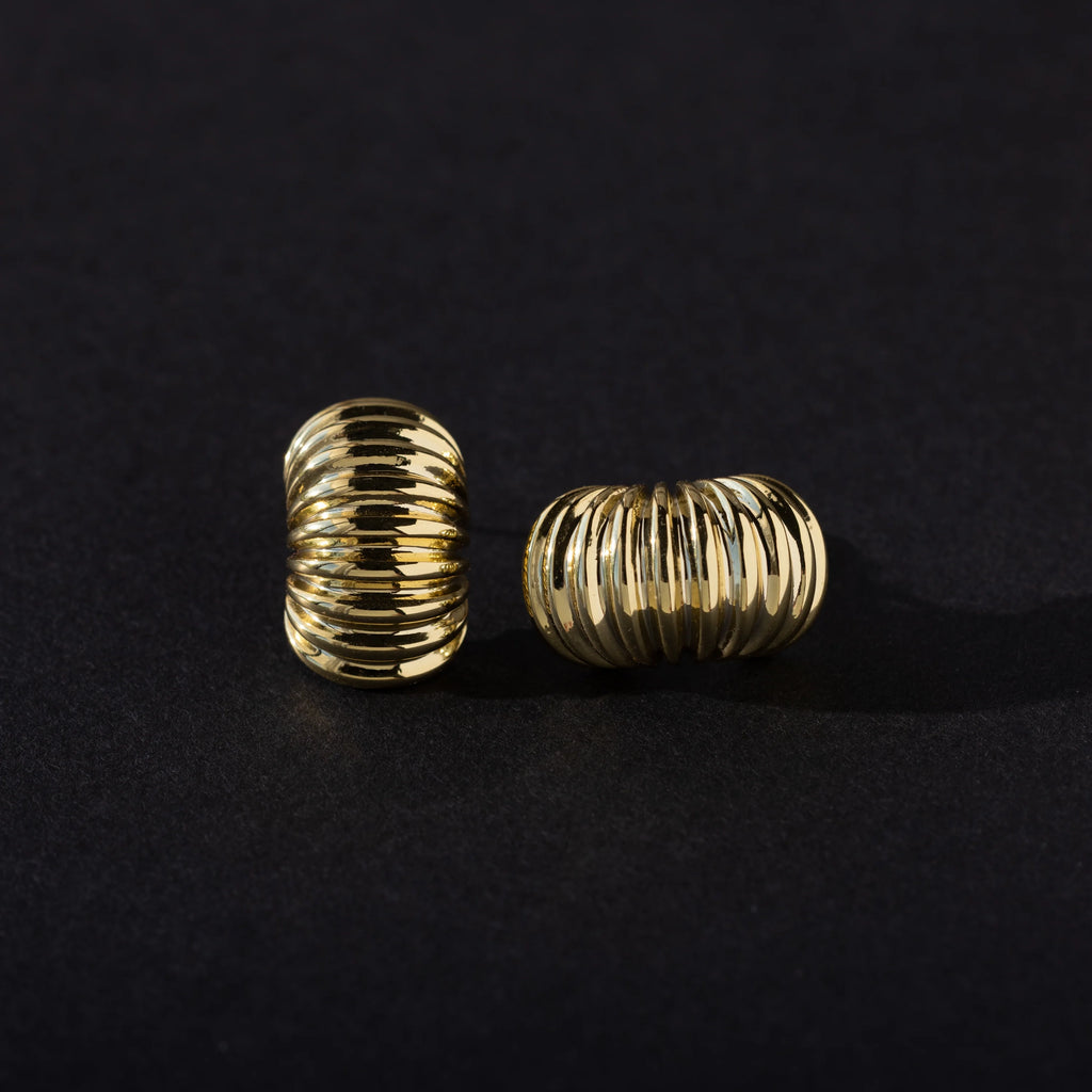 Chunky Ribbed Hoops Silver 18K Gold Plated