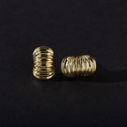 Chunky Ribbed Hoops Silver 18K Gold Plated