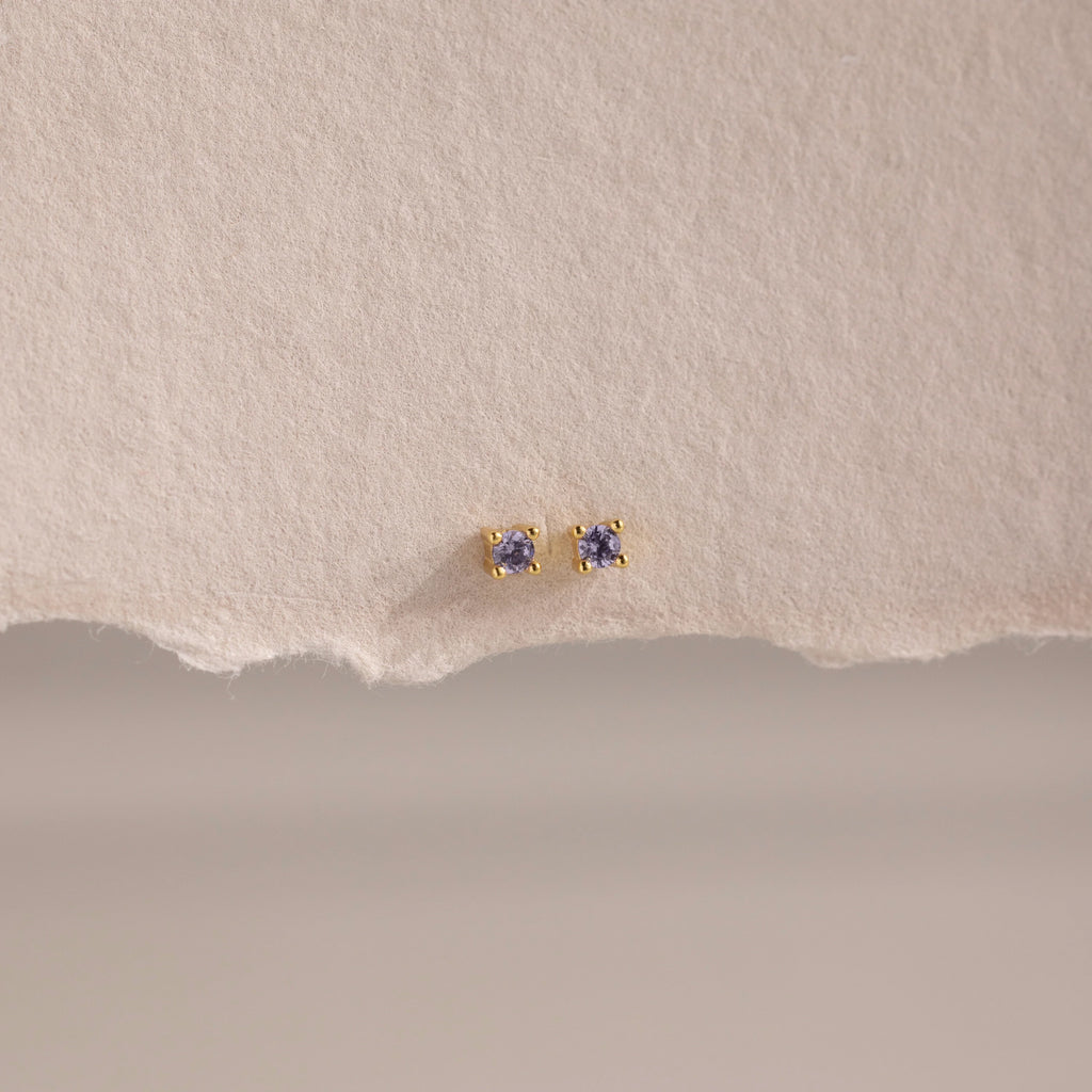 Dainty Alexandrite Flatback Studs Silver 18K Gold Plated