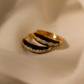 Diamonds Noir Pave Dome Hoops Silver 18K Gold Plated