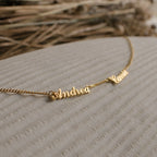 Carrie Multiple Name Curb Chain Necklace Silver 18K Gold Plated