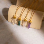Clear Quartz Necklace Silver 18K Gold Plated