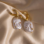 Celestial Baroque Pearl Charm Hoops Silver 18K Gold Plated