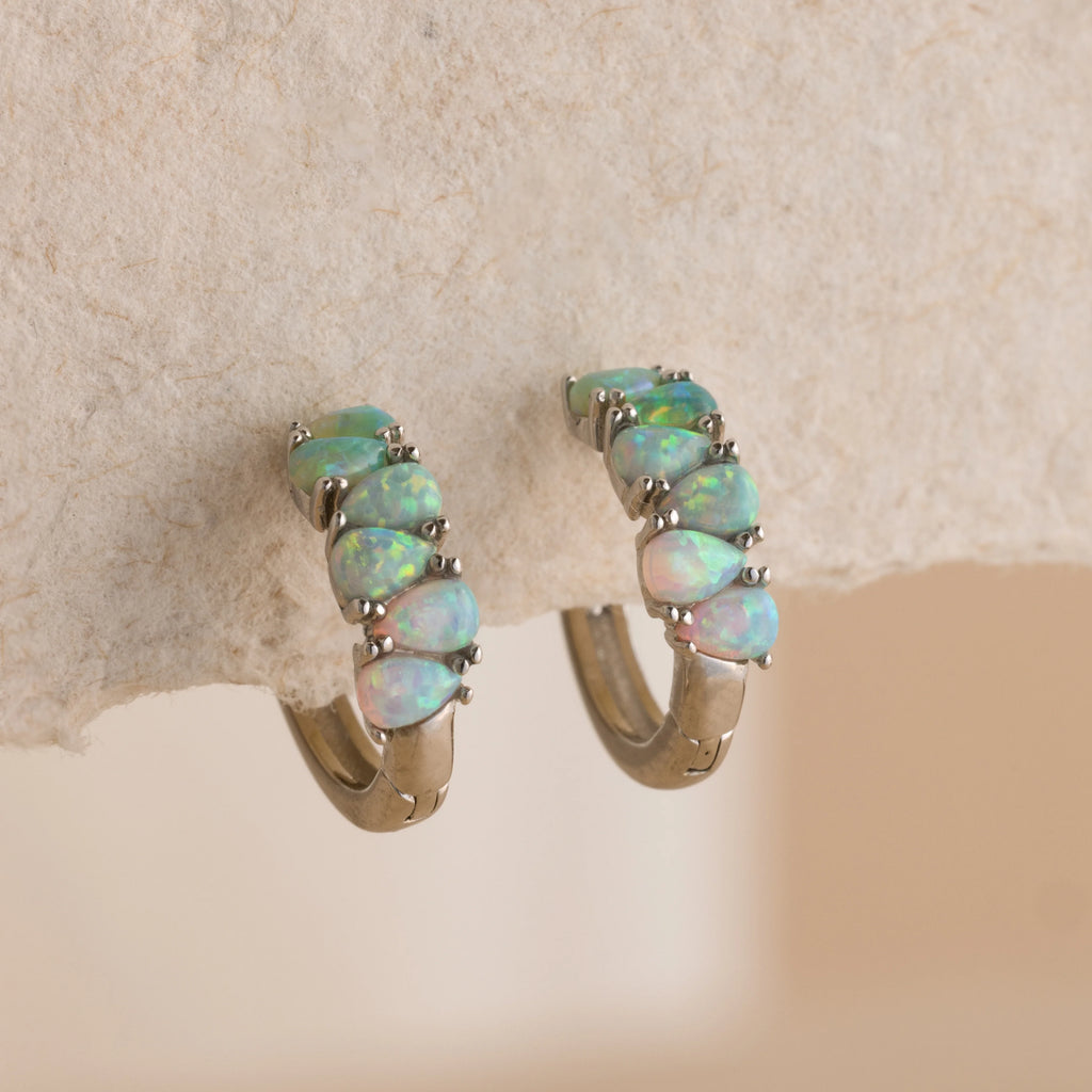 Ombre Opal Huggies Silver 18K Gold Plated