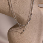 Beaded Choker Sphere Charm Necklace Silver 18K Gold Plated