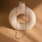 Diamond Paperclip Necklace Silver 18K Gold Plated