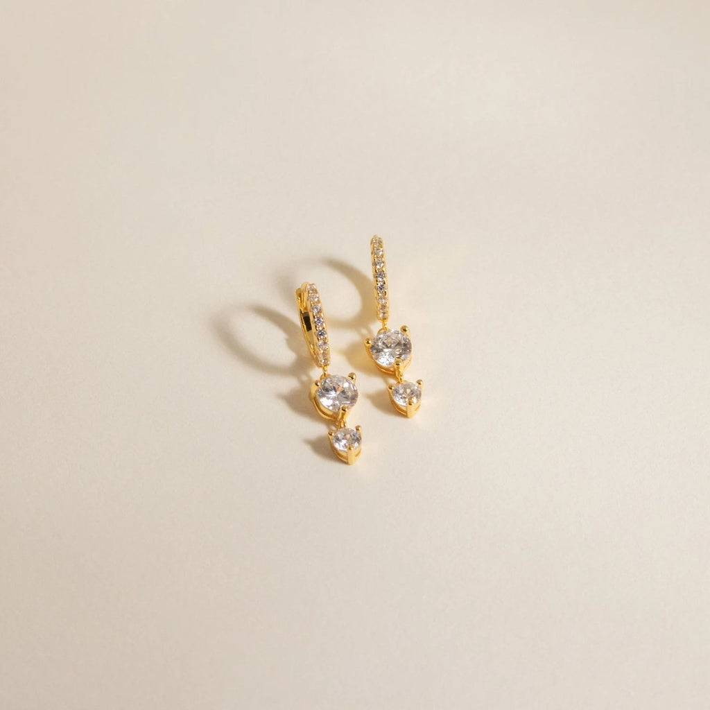 Caroline Pave Drop Huggie Hoops