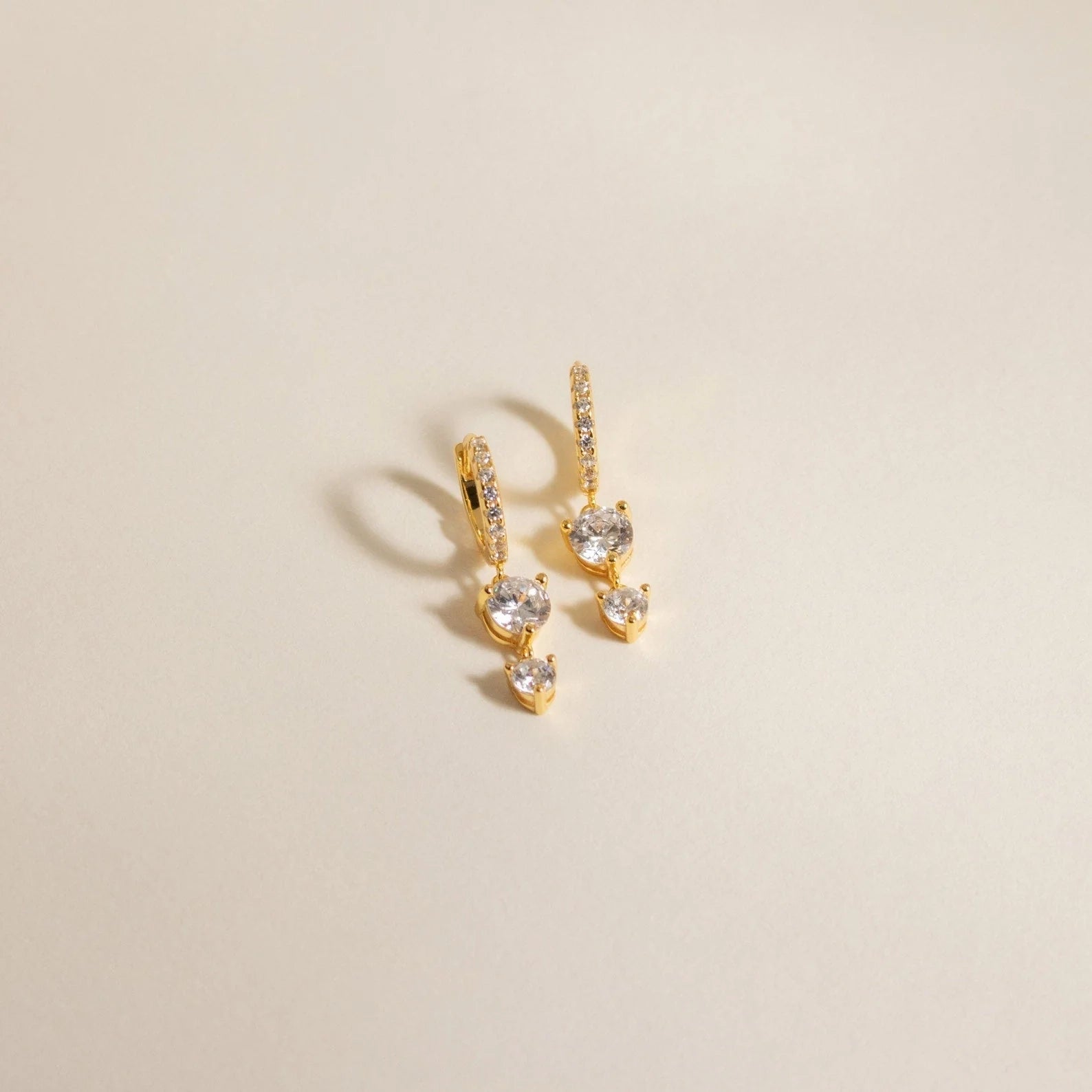 Caroline Pave Drop Huggie Hoops
