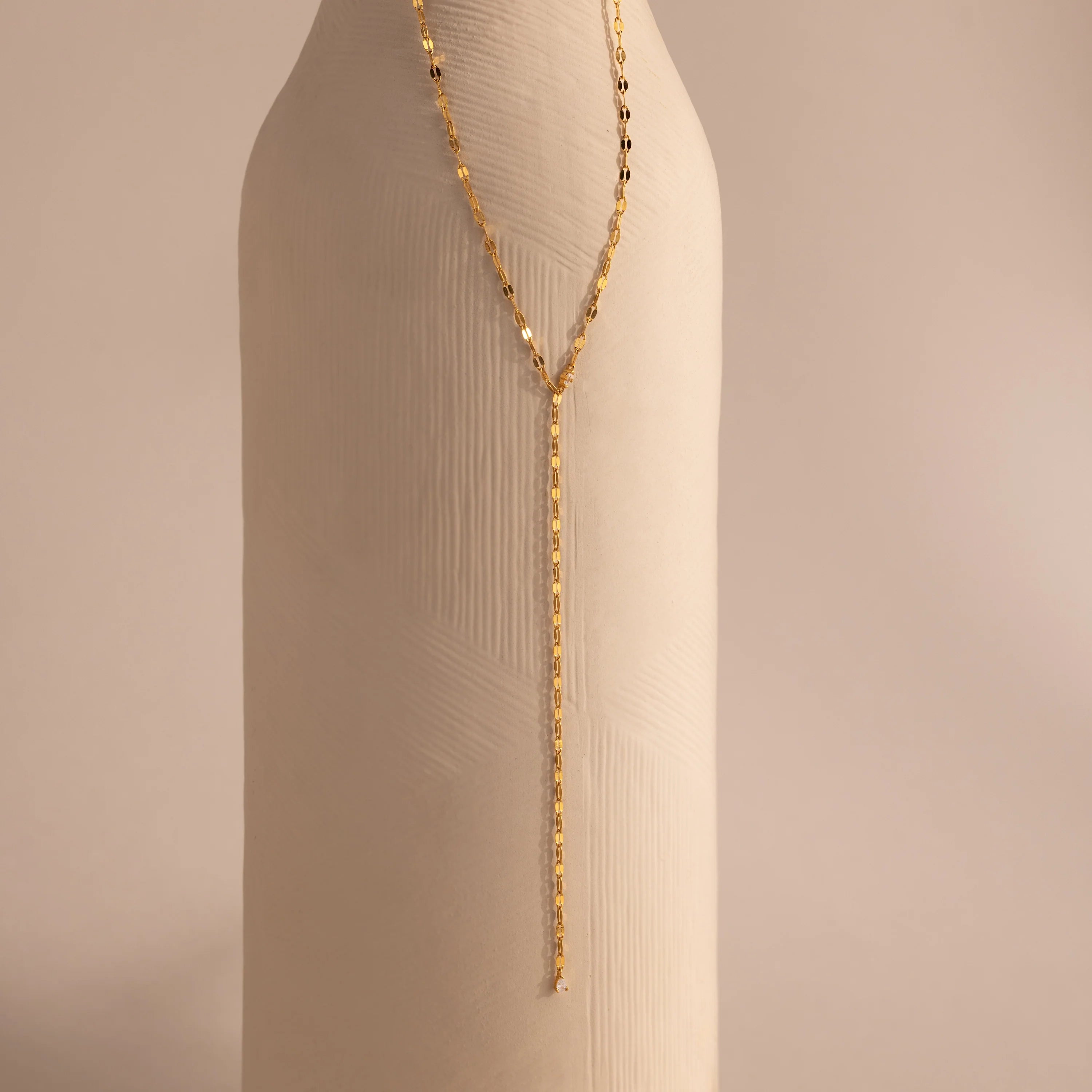 Sparkling Diamond Lariat Necklace Silver 18K Gold Plated