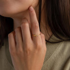 Bubble Initial Birthstone Ring Silver 18K Gold Plated
