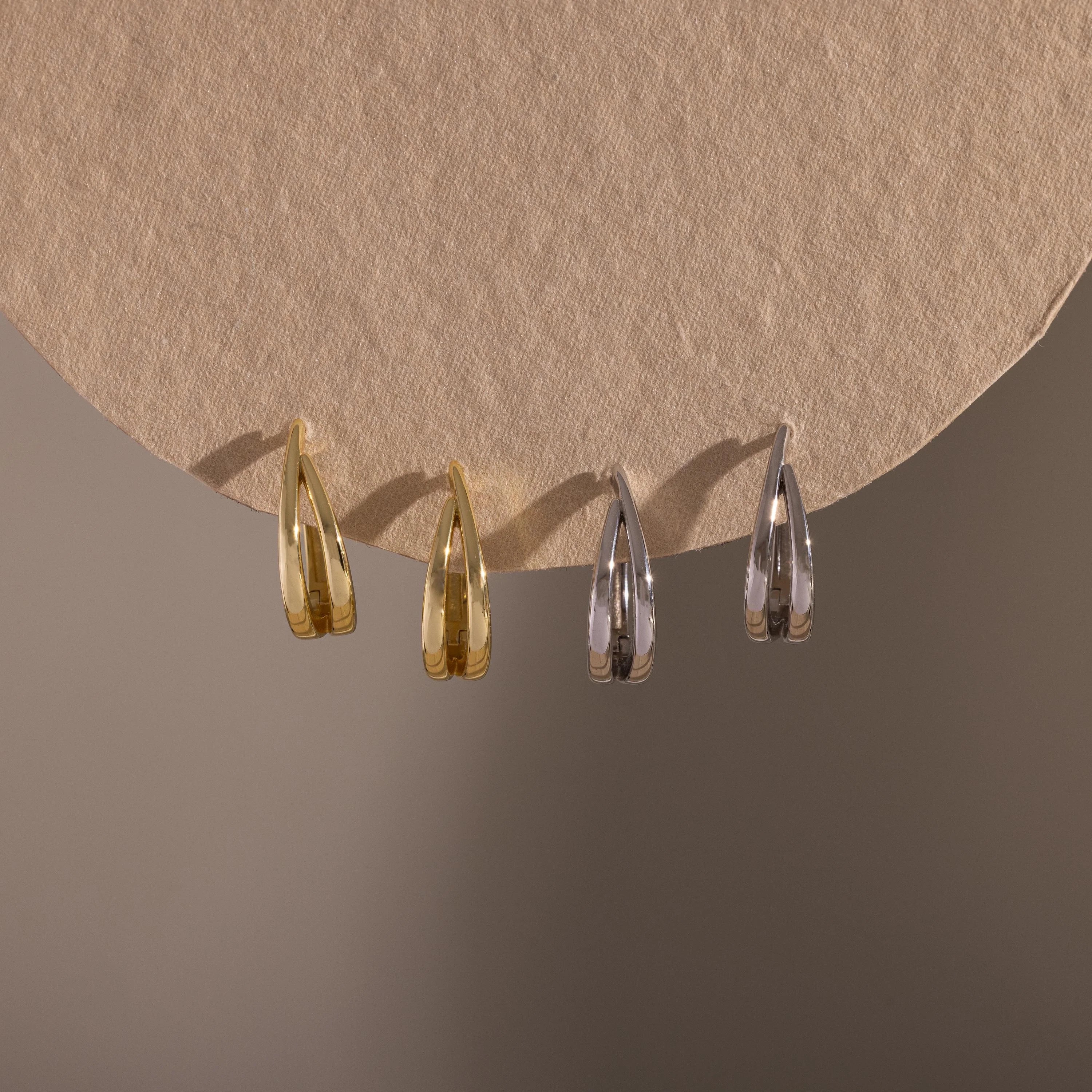 Oval Duo Hoops Silver 18K Gold Plated