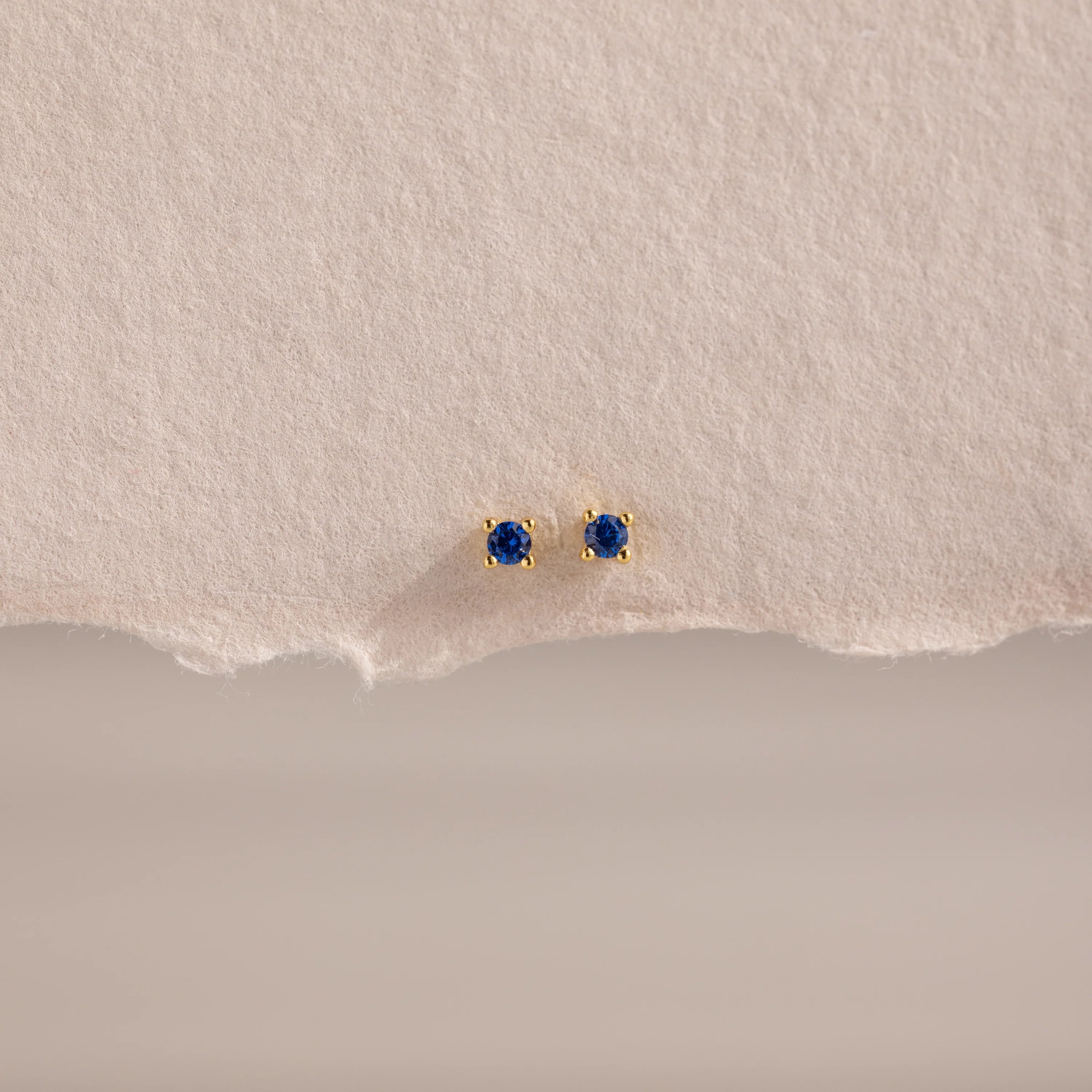 Dainty Sapphire Flatback Studs Silver 18K Gold Plated