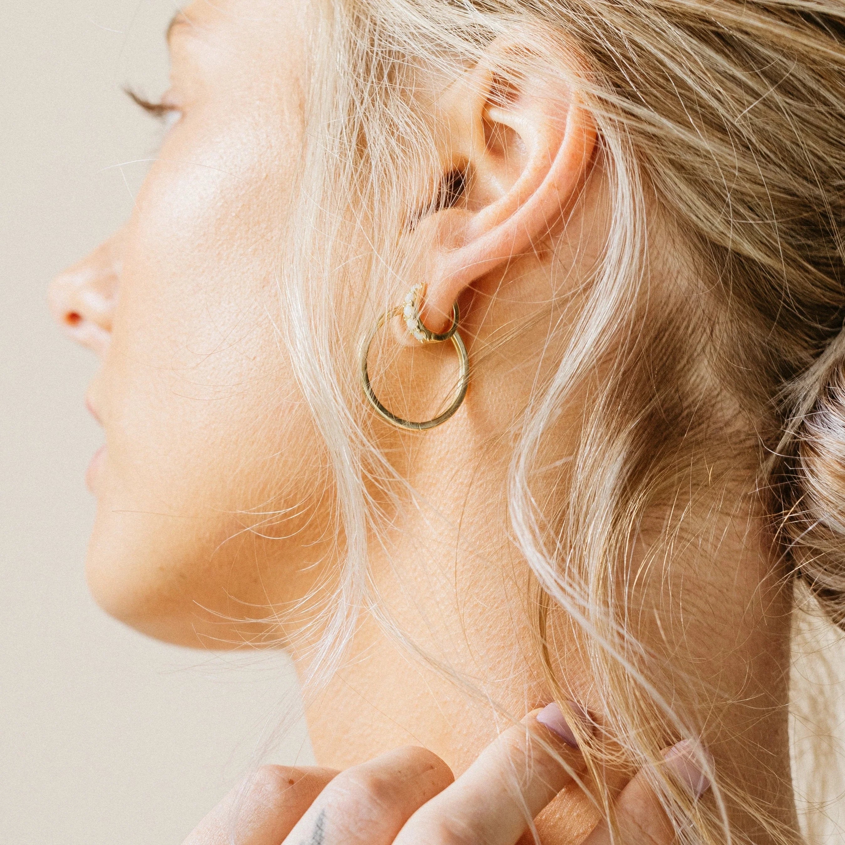 Opal Huggies Silver 18K Gold Plated