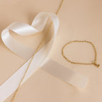 Heart Link Chain Necklace Silver 18K Gold Plated