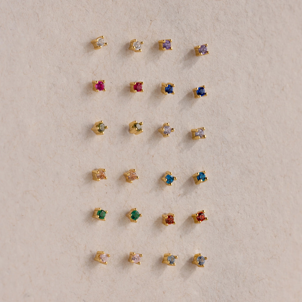 Amethyst Flatback Studs Silver 18K Gold Plated