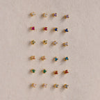 Amethyst Flatback Studs Silver 18K Gold Plated