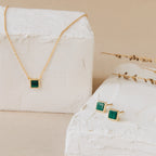 Malachite Studs  Silver 18K Gold Plated