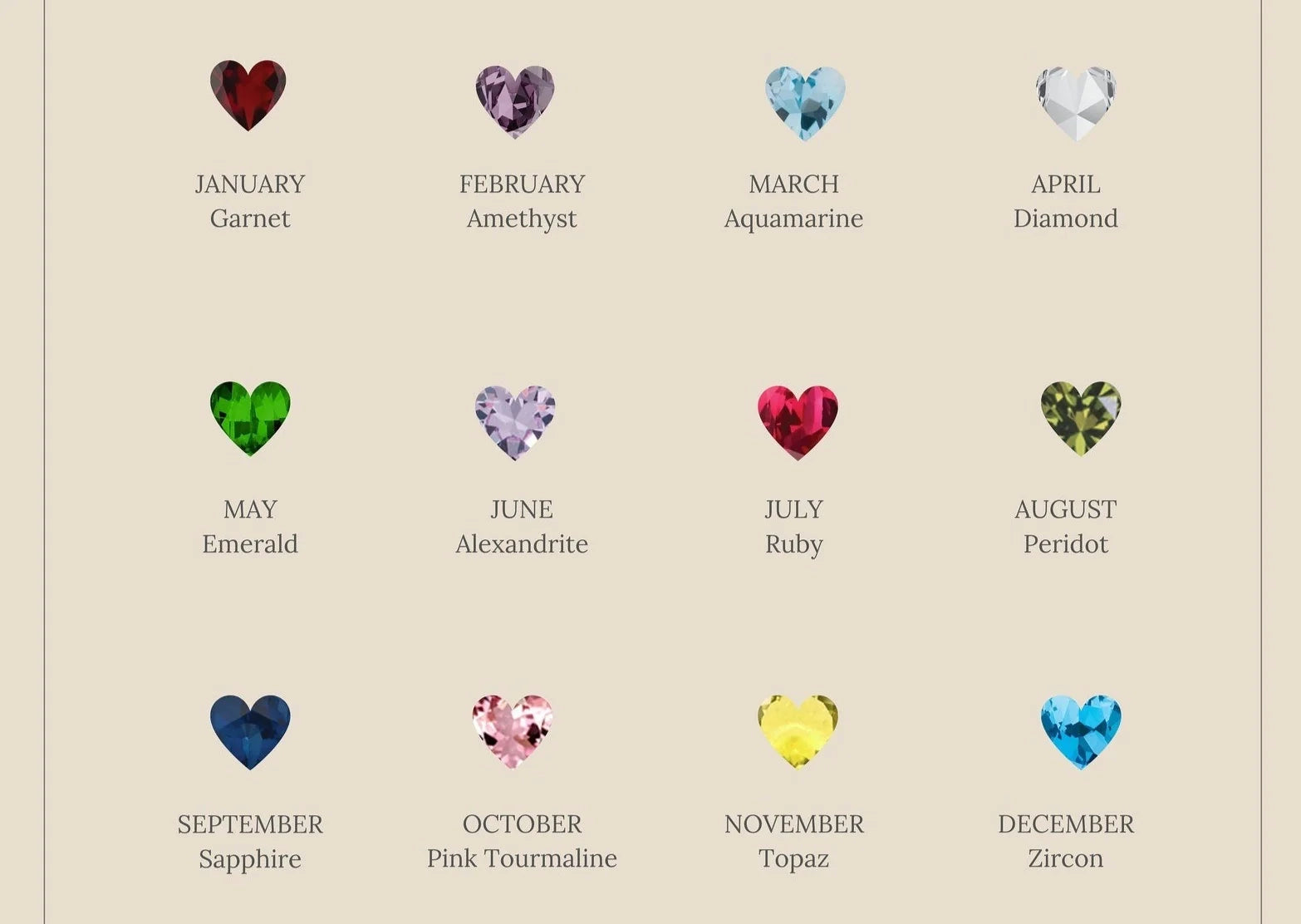 Heart-Shaped Birthstone Stacking Ring