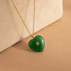 Jade Heart North Star Necklace Silver 18K Gold Plated