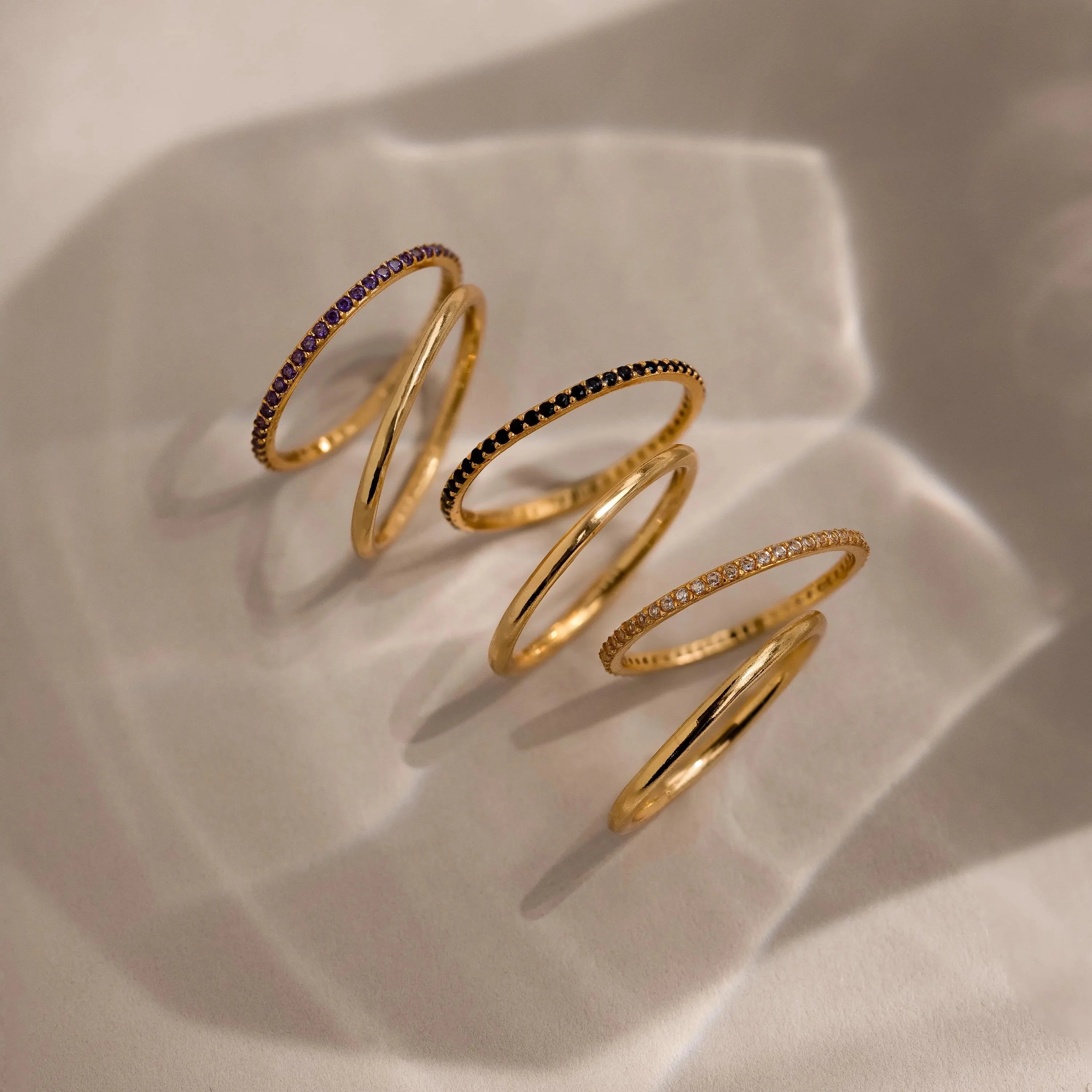 Ruby Tennis Ring Set Silver 18K Gold Plated