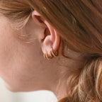 Esther Duo Pave Huggies Silver 18K Gold Plated