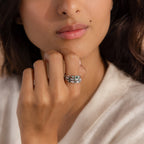 Emerald Stacking Ring Set Silver 18K Gold Plated