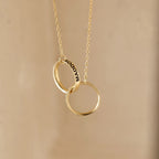 Engraved Interlocking Necklace Silver 18K Gold Plated