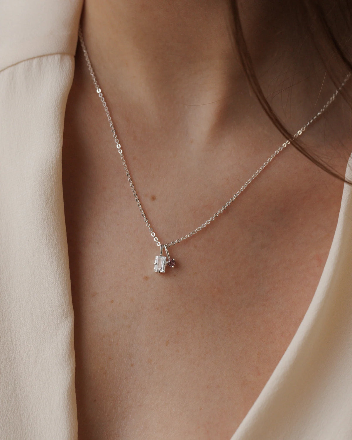 Silver Toi et Moi Necklace
